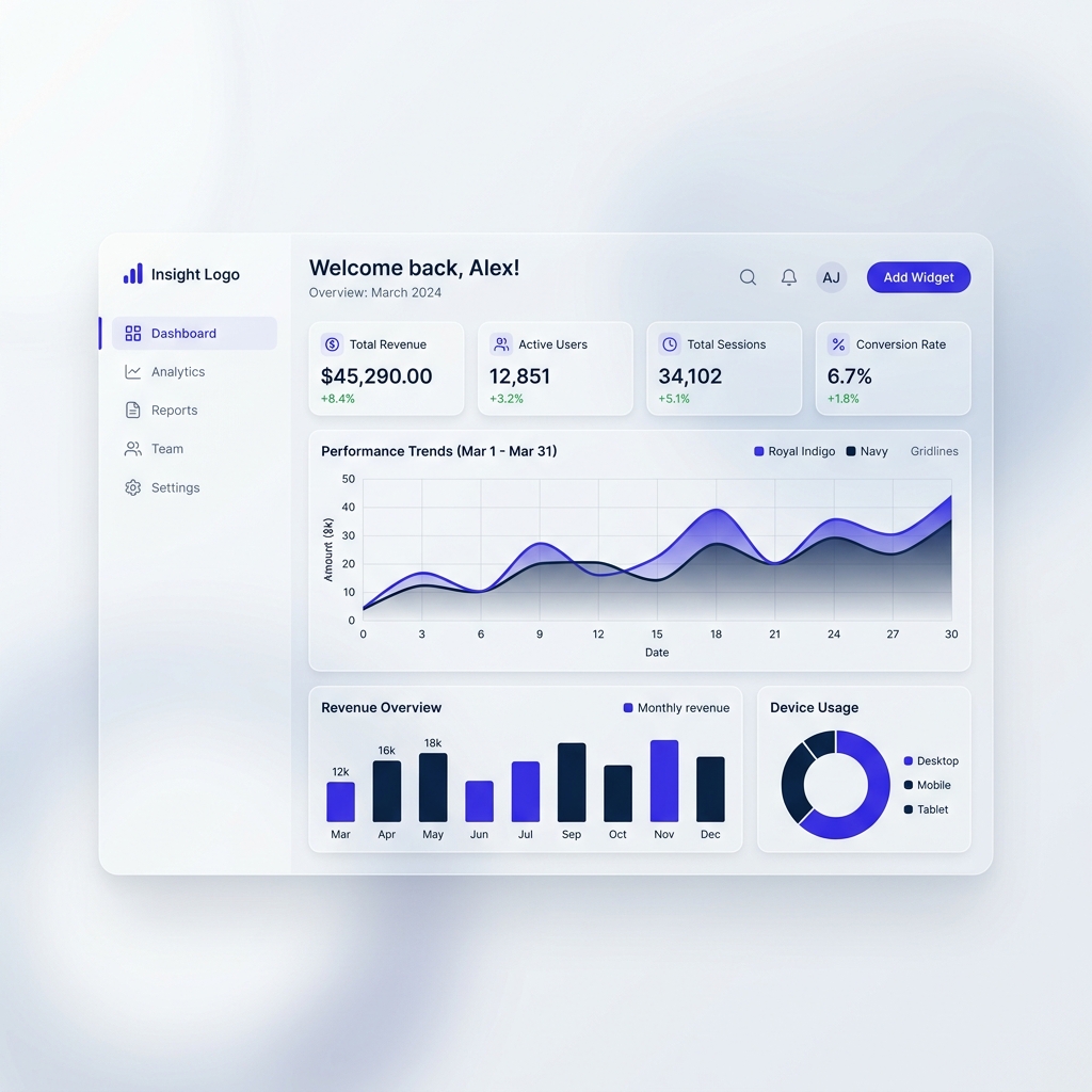 Light Marketing Analytics Dashboard
